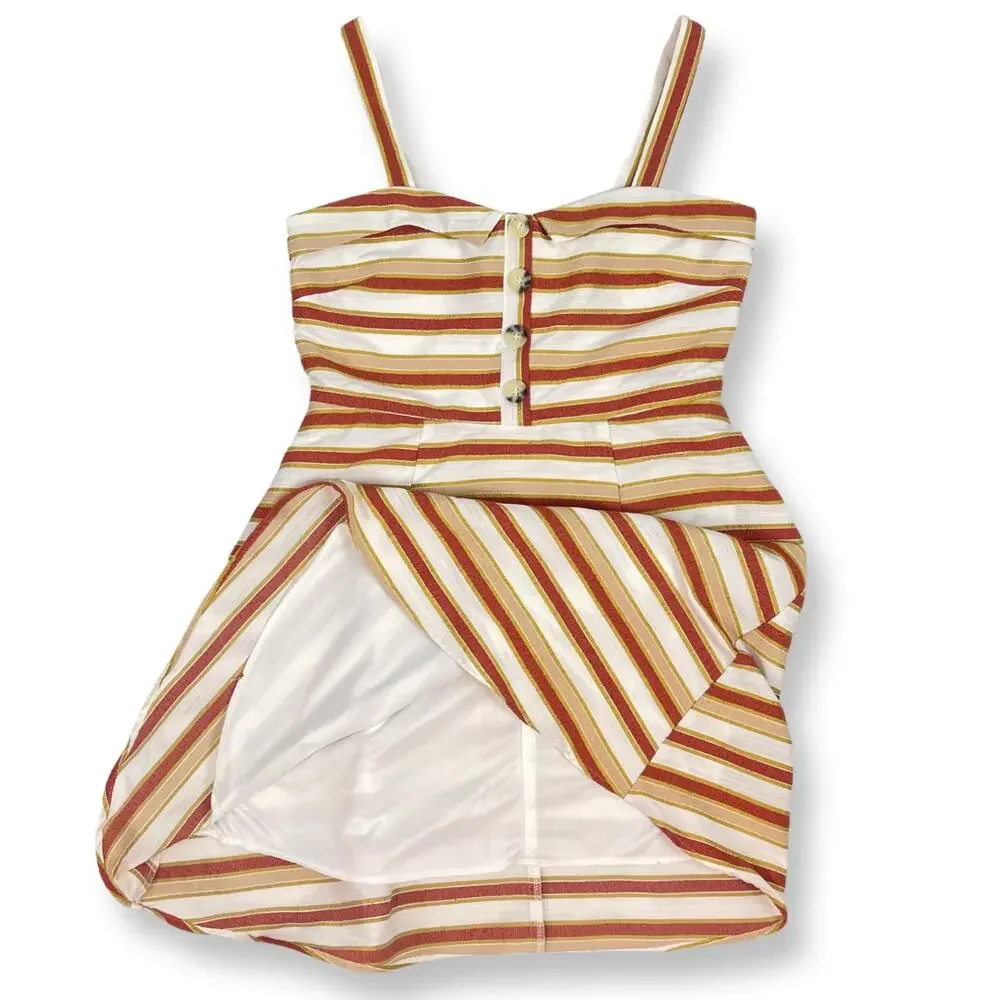 Mi Ami Retro Striped Sleeveless Fit and Flare Knee Length Dress Lined Medium